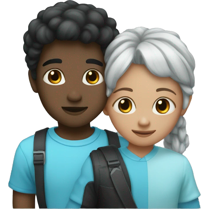 Half black and baby blue heart emoji