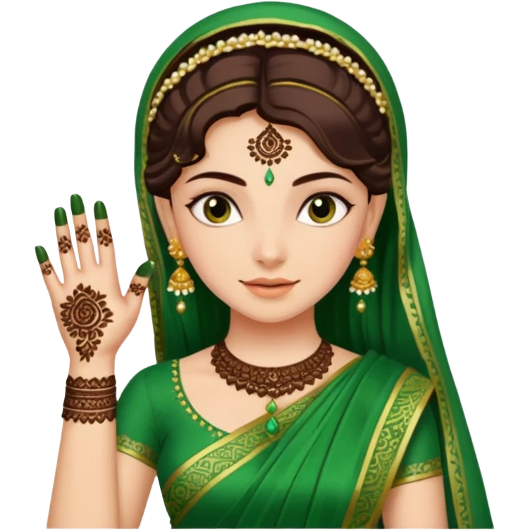 bride in mehendi Ceremony in green saree emoji