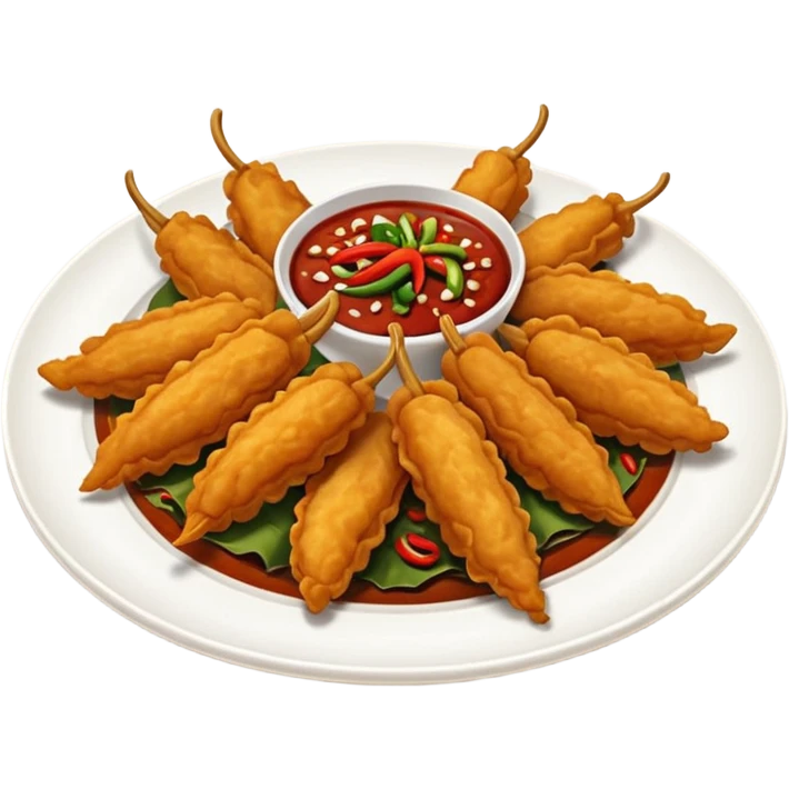 indonesian fried food with chili on a plate emoji
