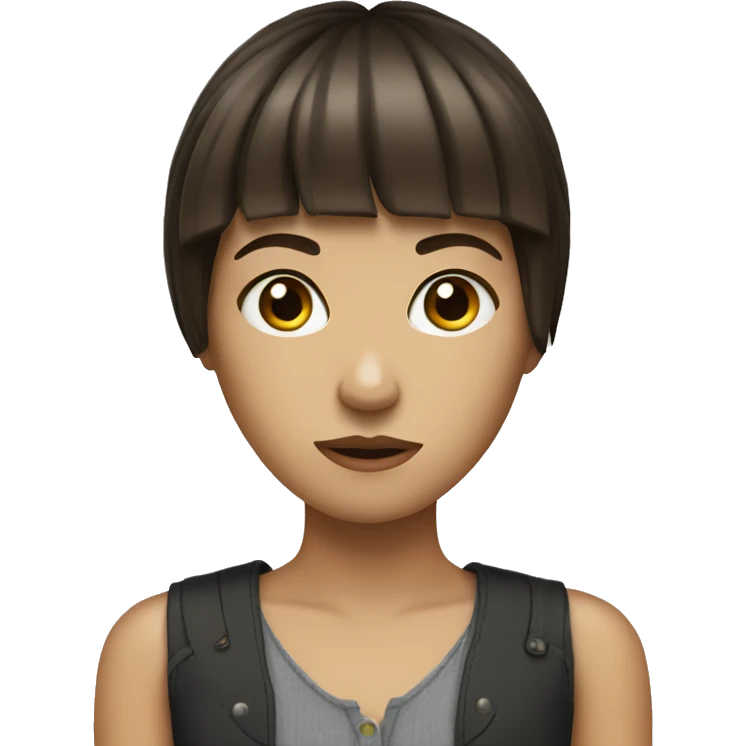 Brunette with straight bangs being timid emoji