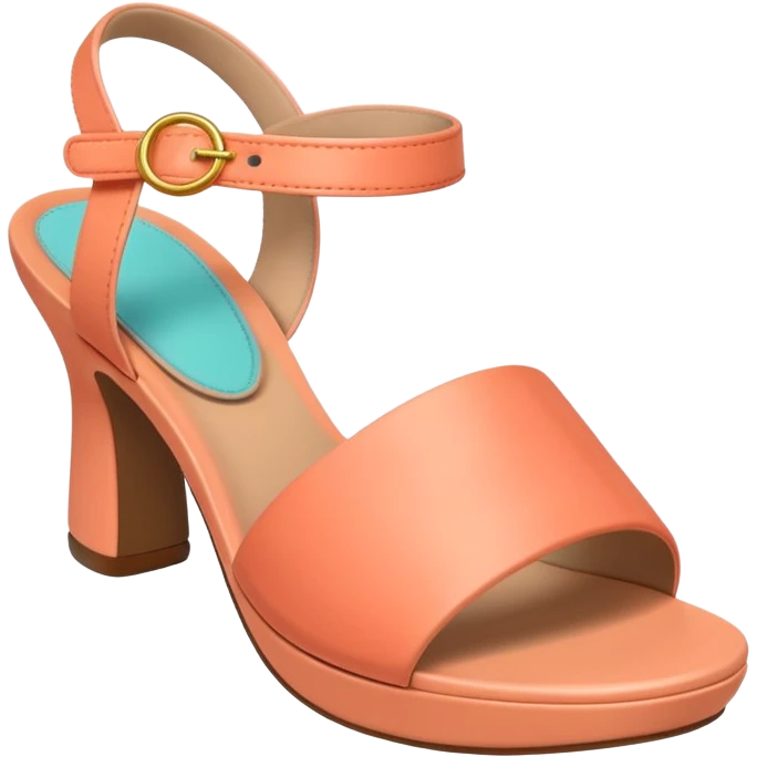 A 3D cartoon Peach coral open-toe sandal with ankle straps and smooth curved sole, isolated plain background, Memoji-style rendering. emoji
