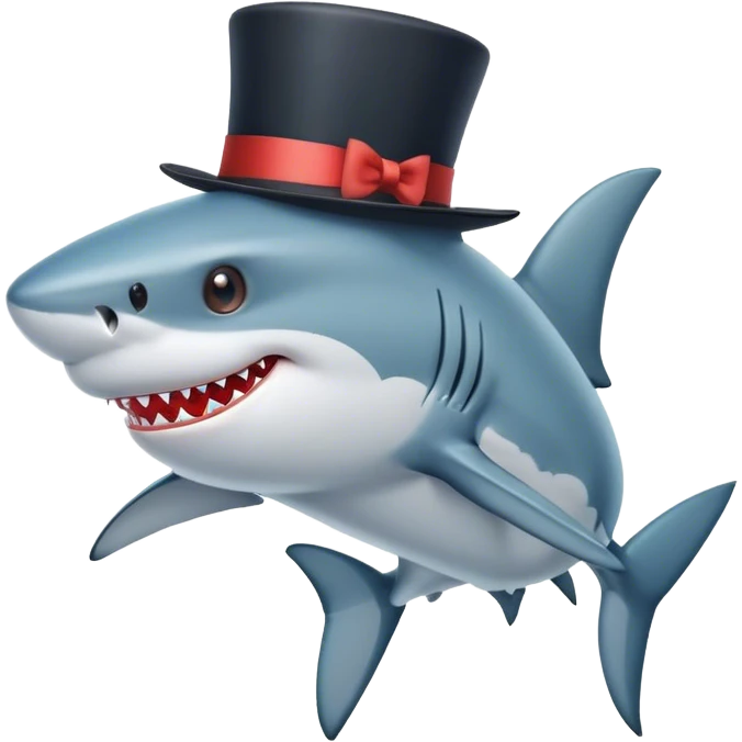 Shark with a top hat emoji
