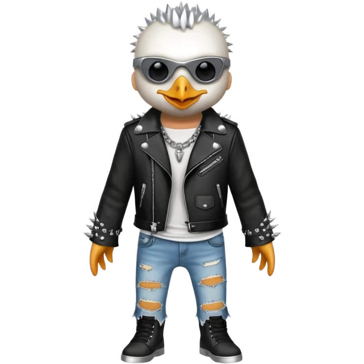 A seagull in metal rock attire emoji