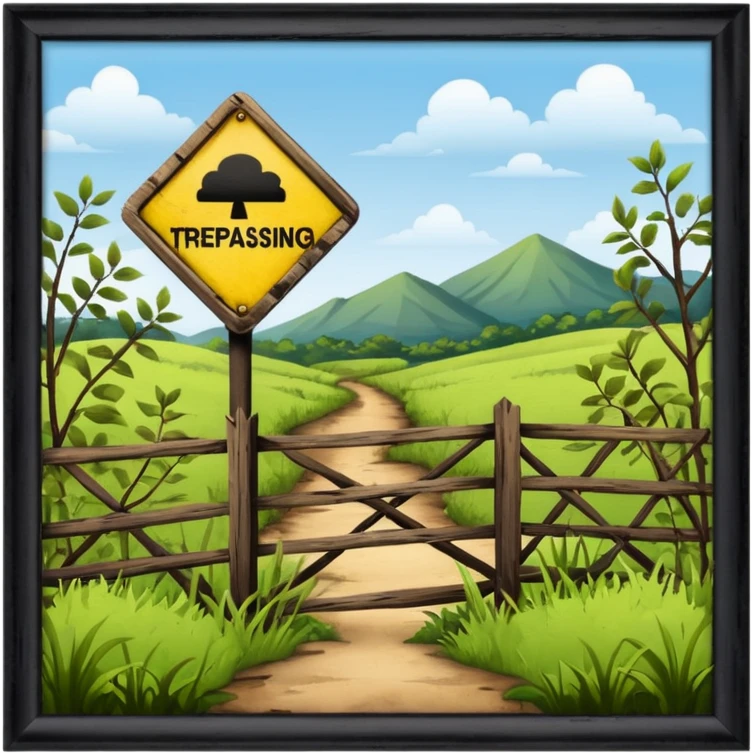 property land with the sign of no trespassing emoji