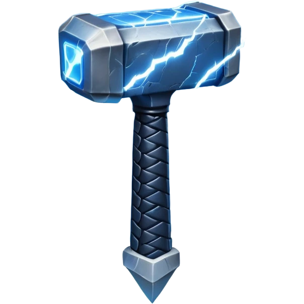 Thor's hammer with lightning infused emoji