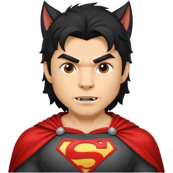 Werewolf with black hair in superhero costume  emoji