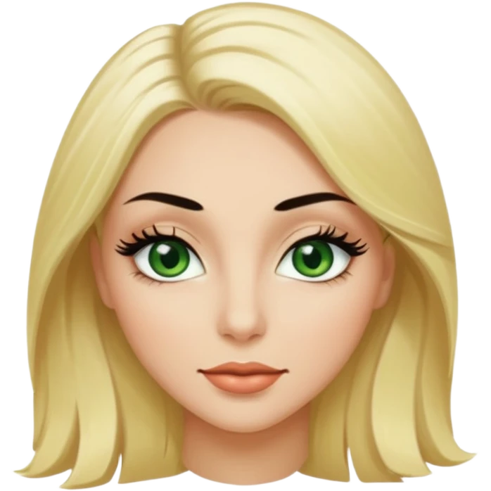 Emoji d’une femme blonde sexy aux yeux en amande vert avec de long cils noir  emoji