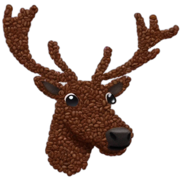 A caribou made of coffee beans emoji