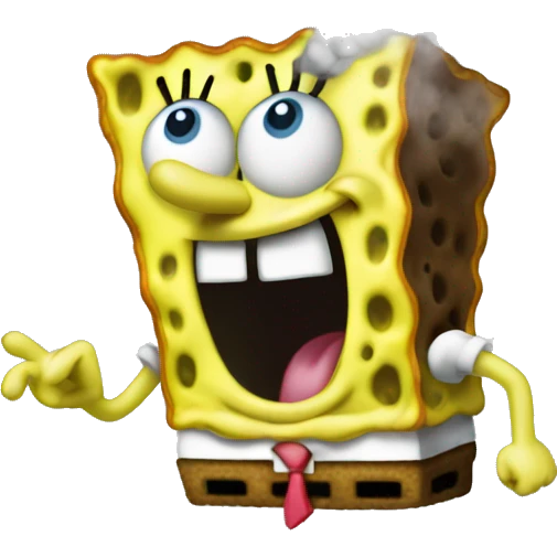 SpongeBob with smoke coming out of him emoji