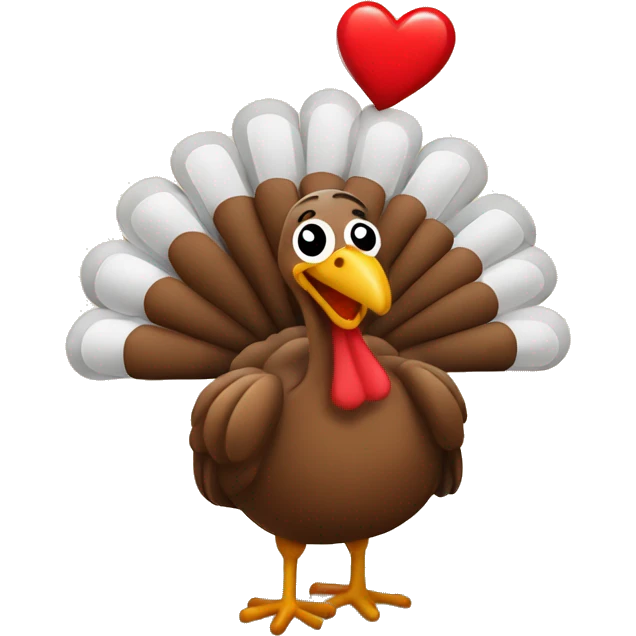 Turkey with a heart and happy Thanksgiving  emoji