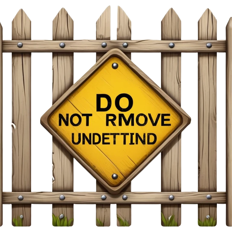 A fence with a "Do Not Remove Until Understood" sign, representing Chesterton's Fence emoji