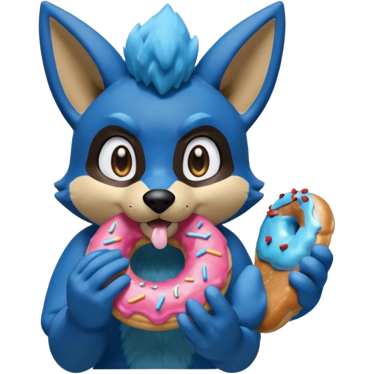 Lucario eating a sugary donut emoji