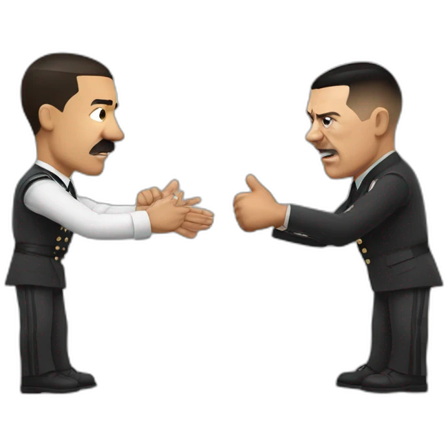 Hitler with ronaldo playing rock paper scissors emoji