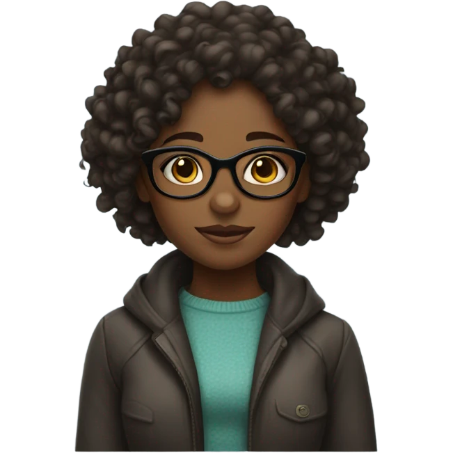 darkskin girl with curly hair and glasses  emoji