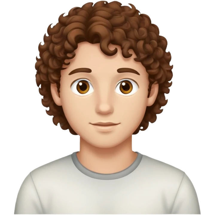 good looking young adult boy with brown curly hair and brown eyes emoji