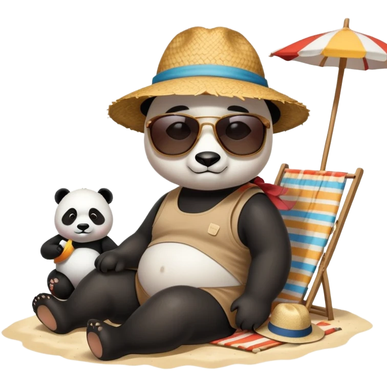 Person with Panda a panda seating at the beach emoji