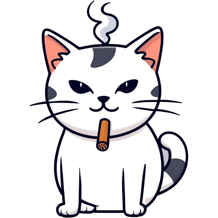 smoking cat in tee emoji