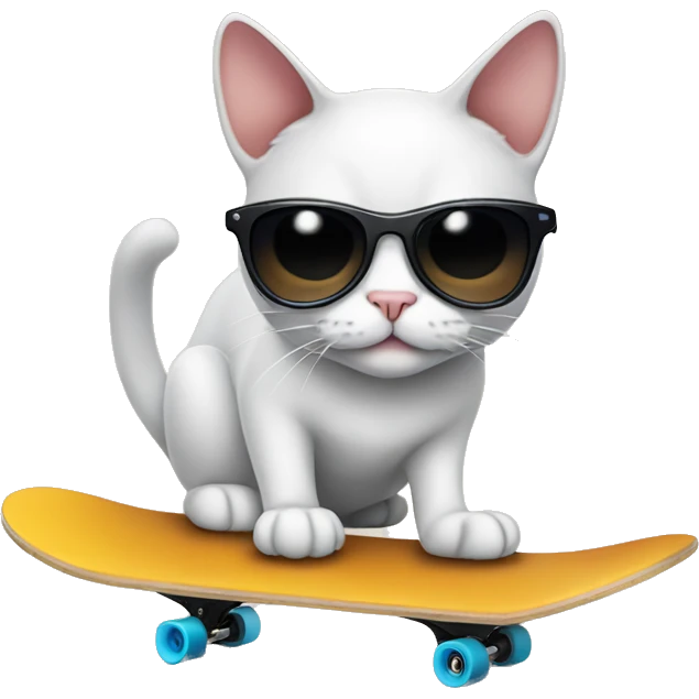 Cat with sunglasses on a skate board emoji