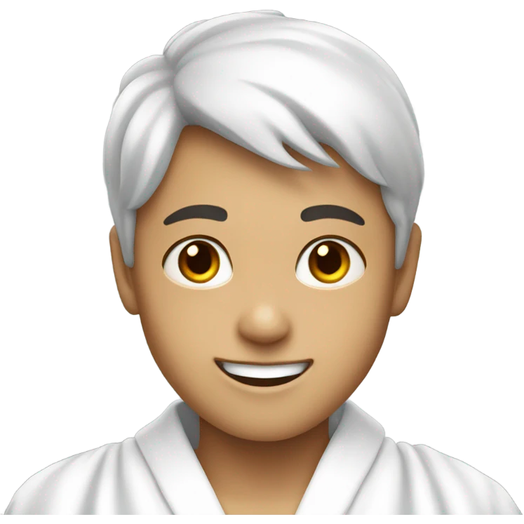 smiling boy in white robe emoji