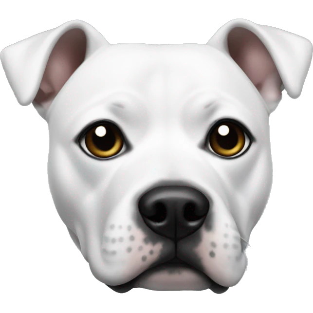 white staffy with one black ear, and one white ear  emoji