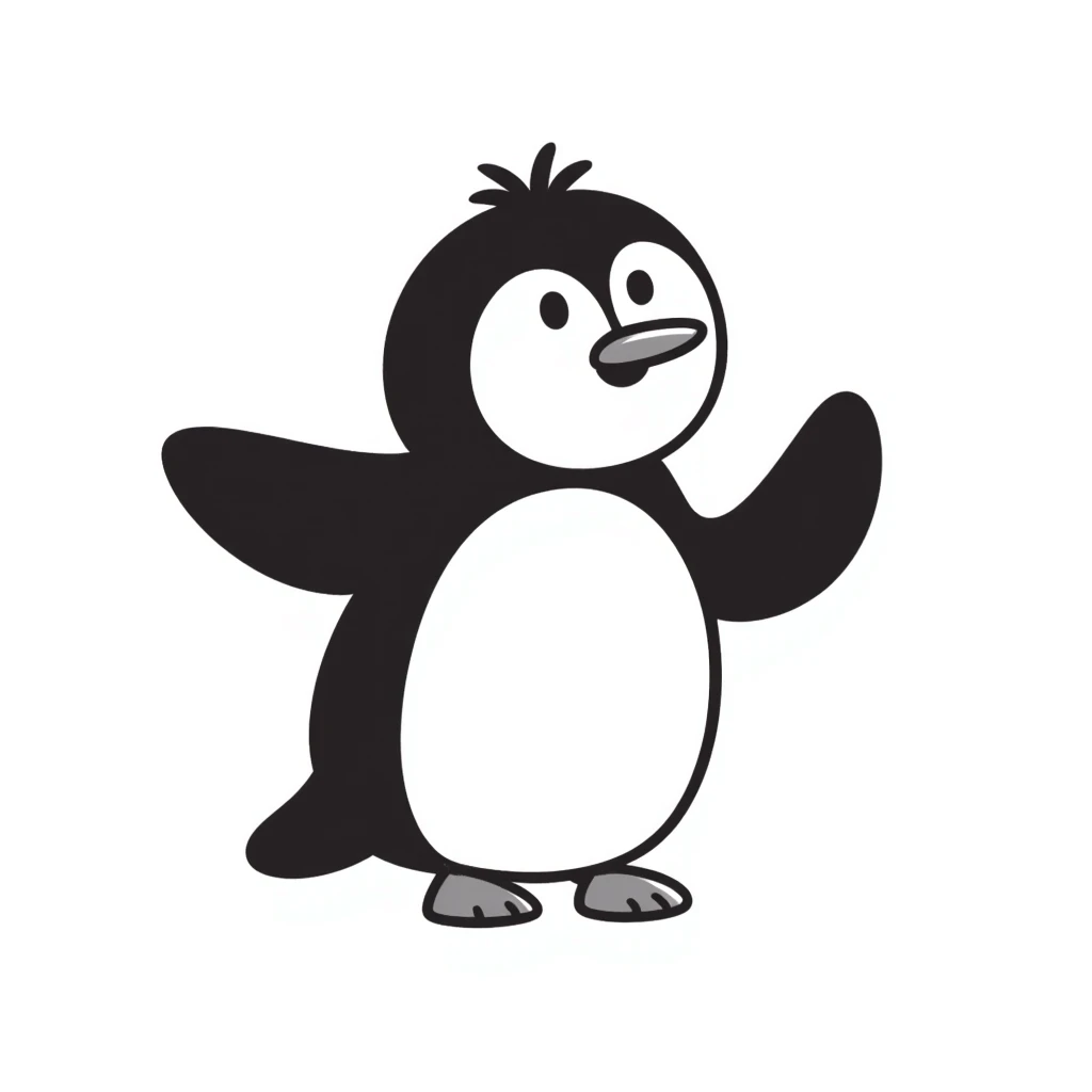 happy penguin waving emoji