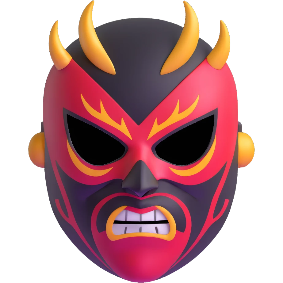colorful sinister luchador mask with evil expression emoji