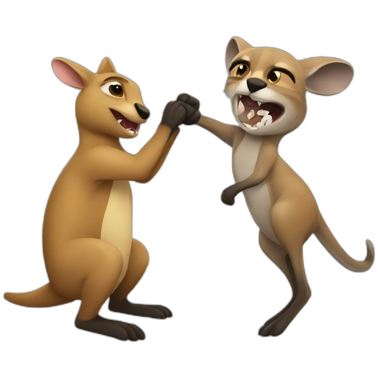 Squeezie fighting a kangaroo emoji