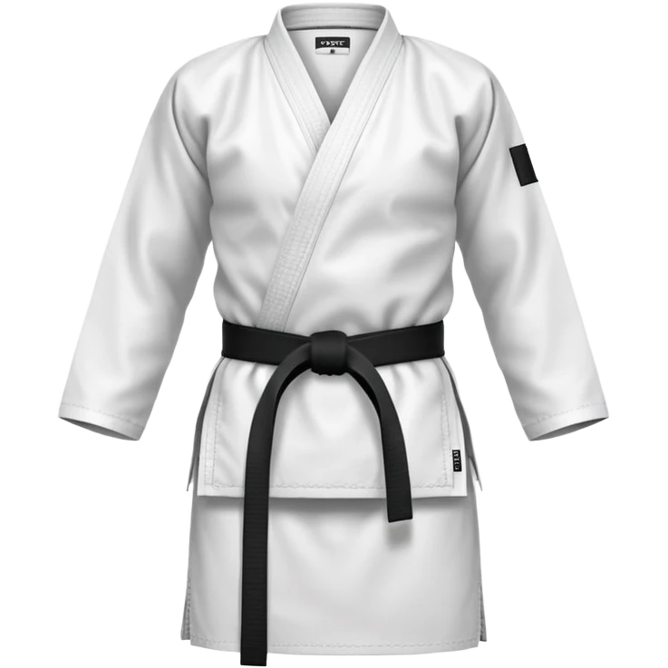 Traditional white karate gi with a black belt emoji