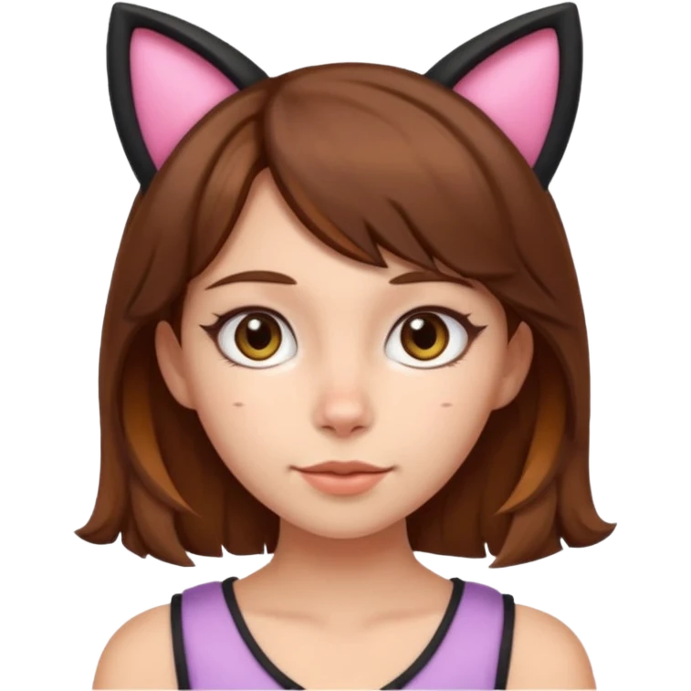 Girl with cat ears. Brown hair emoji