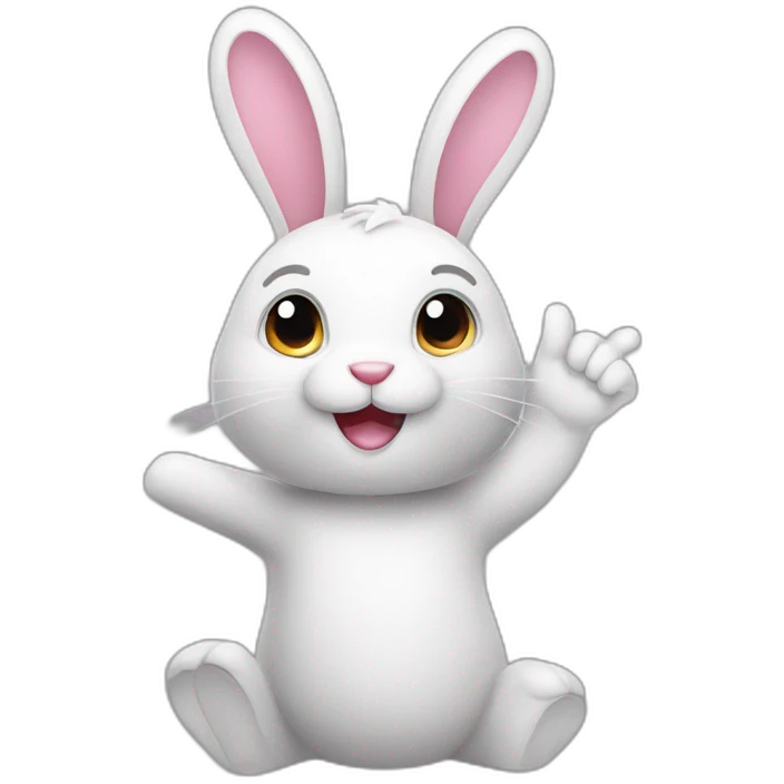 A bunny with a raised hand  emoji