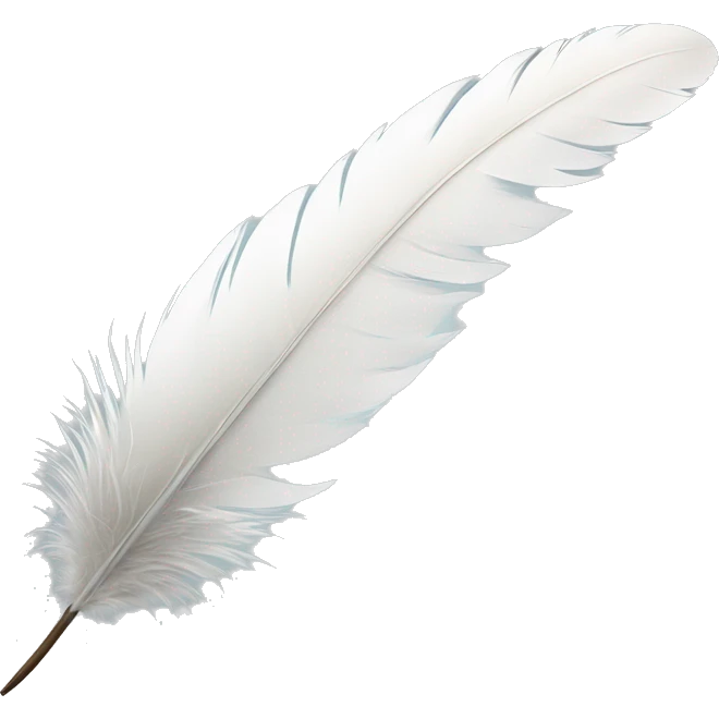 Realistic white feather emoji