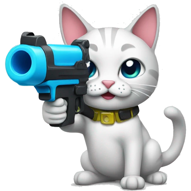 cat with watergun emoji