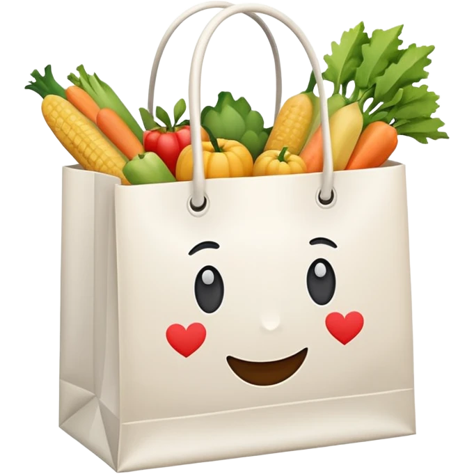 white shopping bag without face, and there are something full inside it emoji