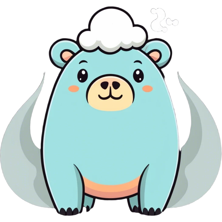 Hybrid bear pig blowing large billows of smoke from his mouth emoji