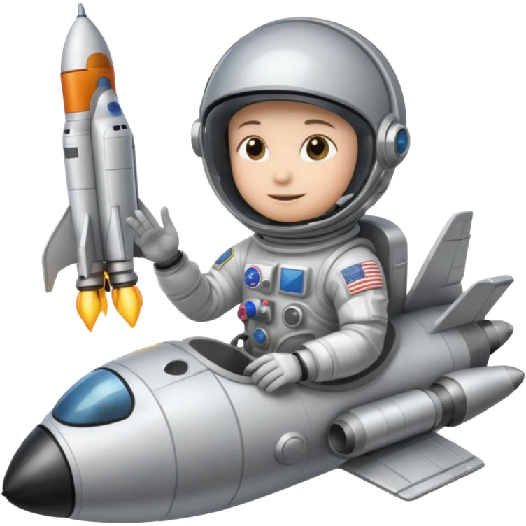 astronaut siting on top of rocket taking off emoji