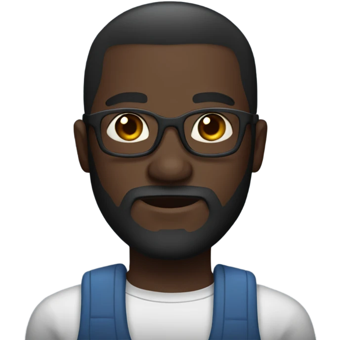 Handsome deep dark skin man with beard and fade emoji