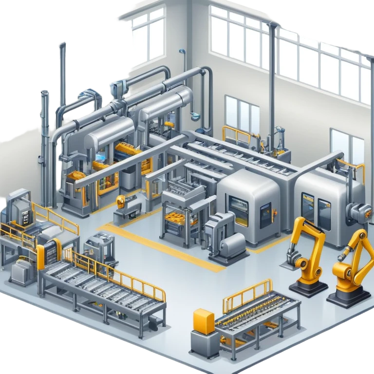 production hall with machines and assembly line emoji