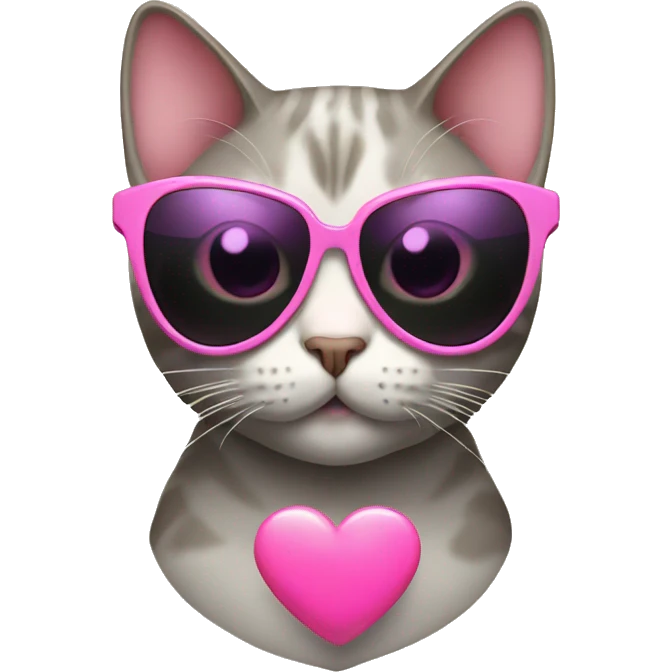 Cat with pink heart sunglasses emoji