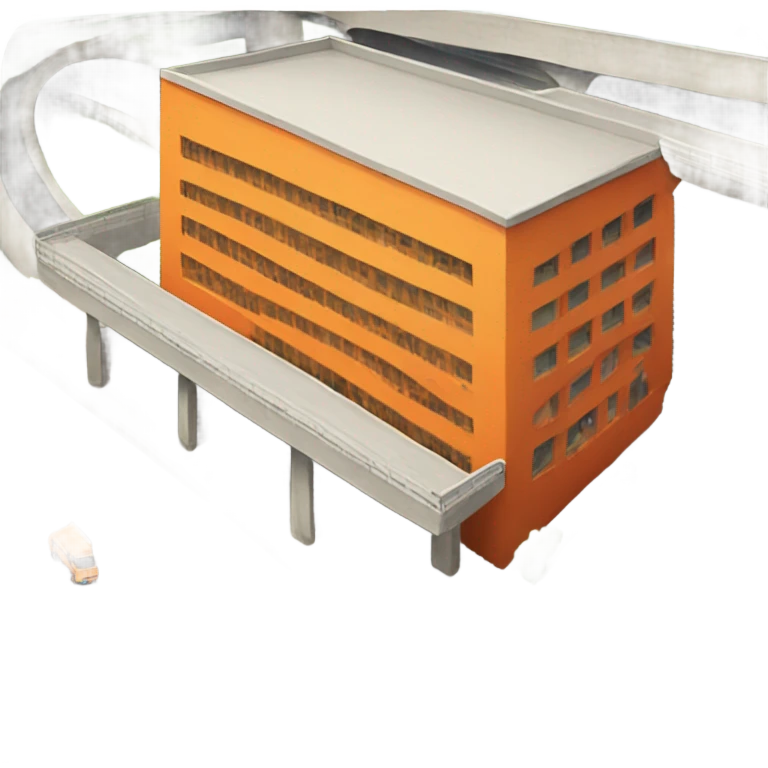 Orange building under highway overpass emoji