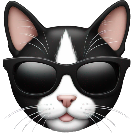 black and white cat with sunglasses emoji