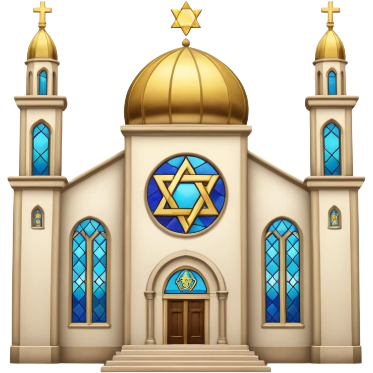 reform jewish synagogue similar in architecture to historical churches (pretty and magnificent), white in color, in ios emoji style emoji