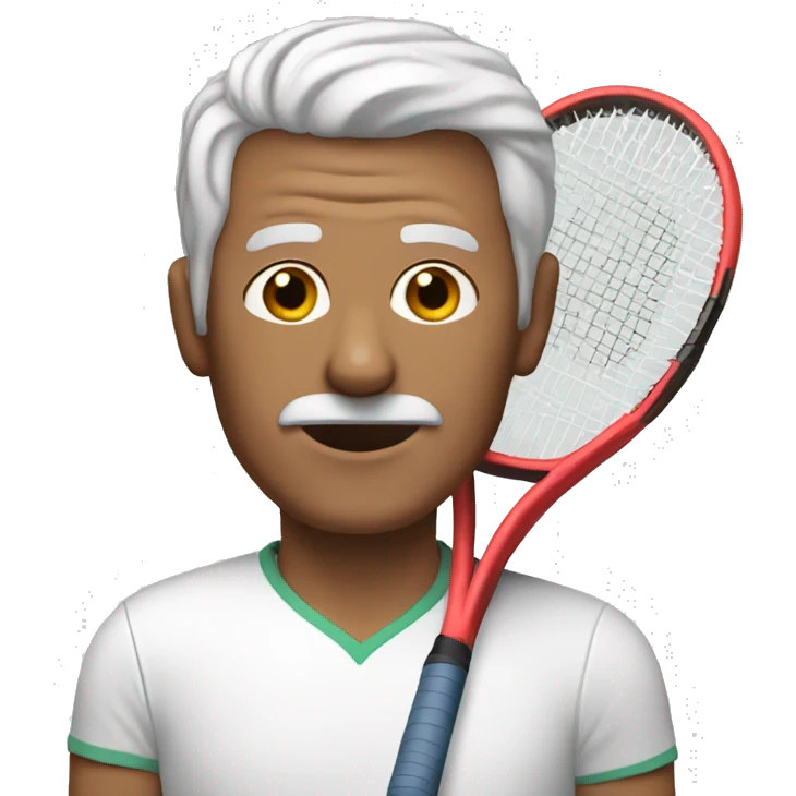 65yo man tennis minimal hair emoji