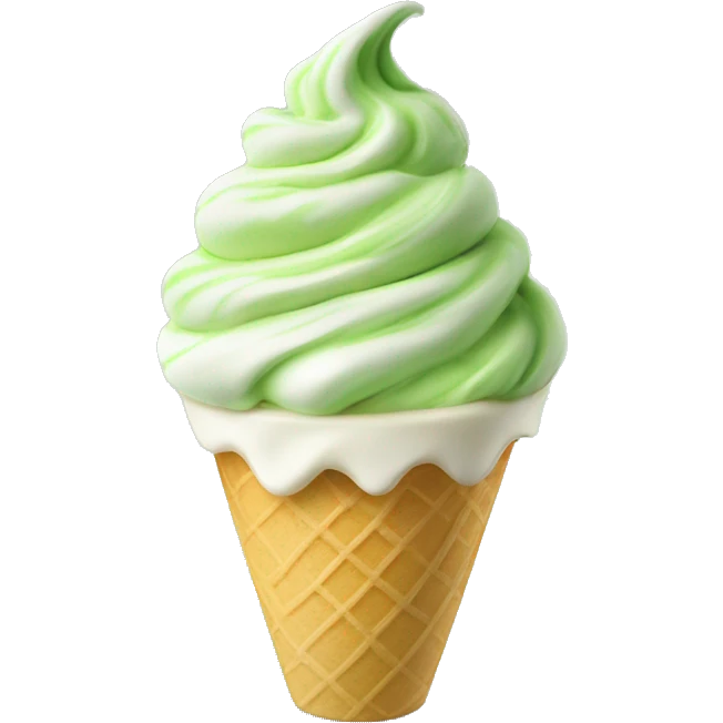Vanilla matcha ice cream soft serve swirl in cup emoji