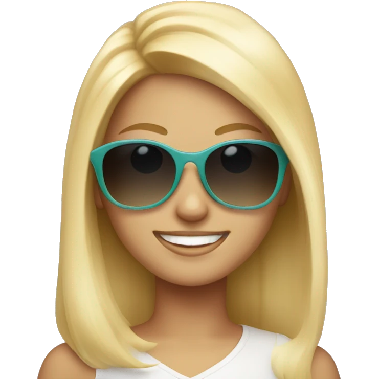 smiling blonde girl with sunglasses emoji