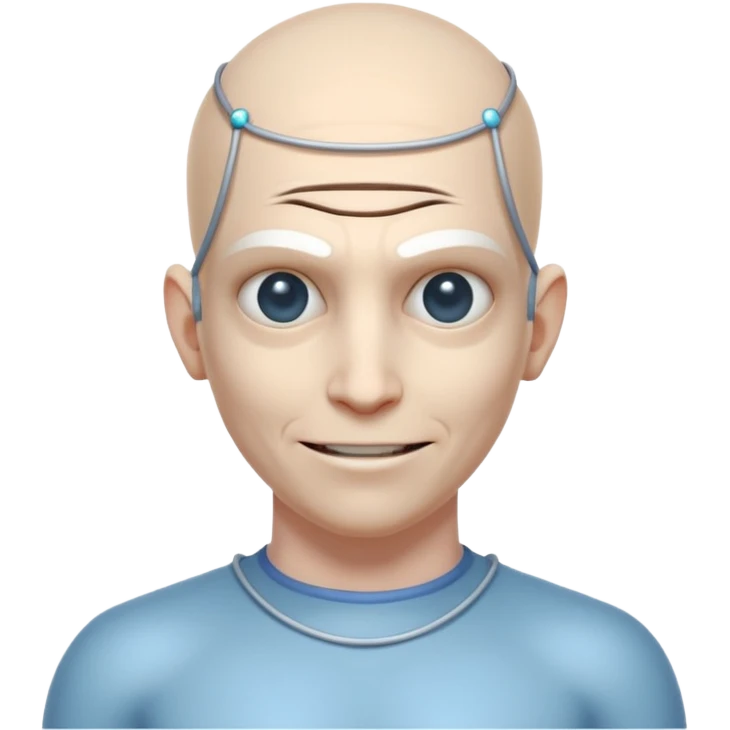 mutant test subject portrait, head and shoulders only, third eye on forehead, pale skin, creepy calm smile, lab experiment style, 3D cartoon, mobile game icon style, clean background, no text, no watermark

 emoji
