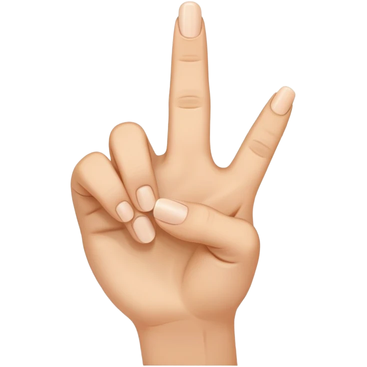 The index finger should point up, the middle finger as well, and the little finger too. The ring finger should be down, and the thumb should rest on the ring finger. emoji