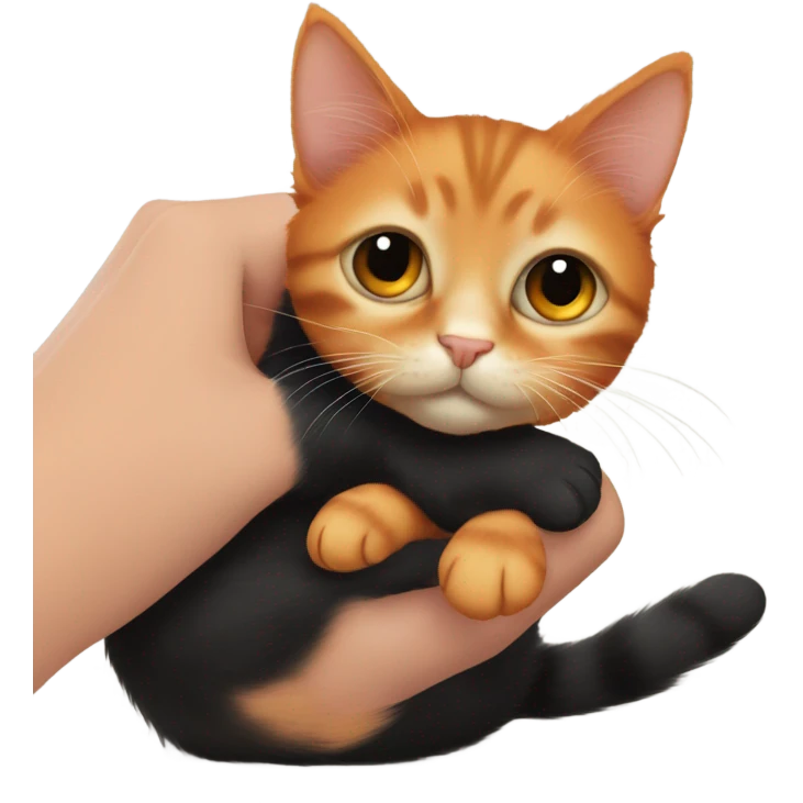 little orange cat hugging a little black cat emoji