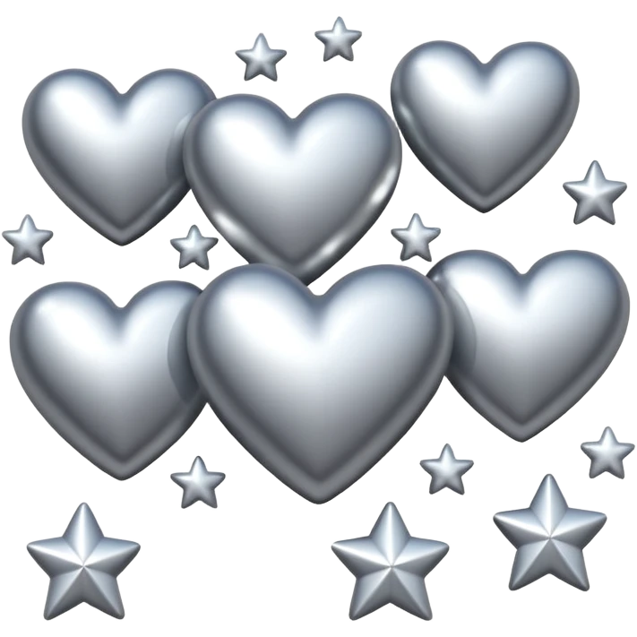 Silver hearts and stars emoji