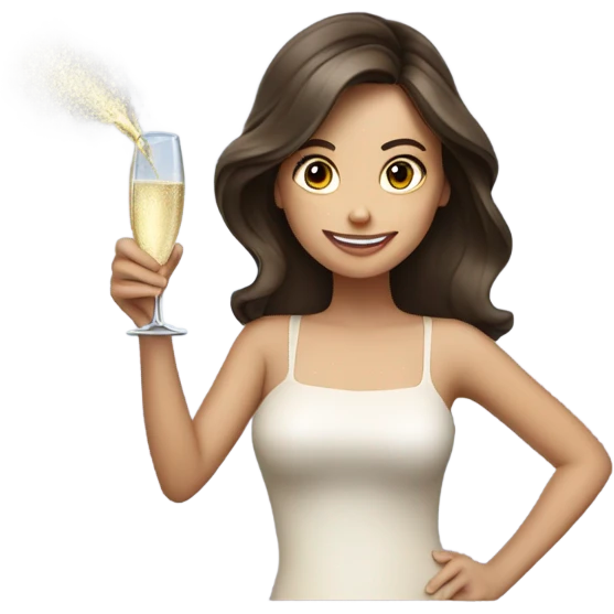 Brunnette girl spraying champagne  emoji