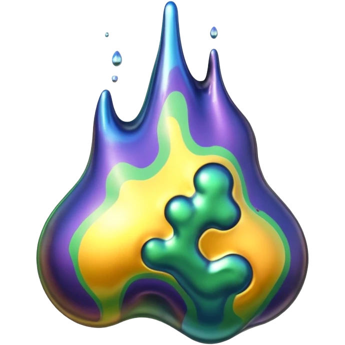3D render of Oil Slick, toxic waste aesthetic, bubbling liquid, industrial warning texture. emoji
